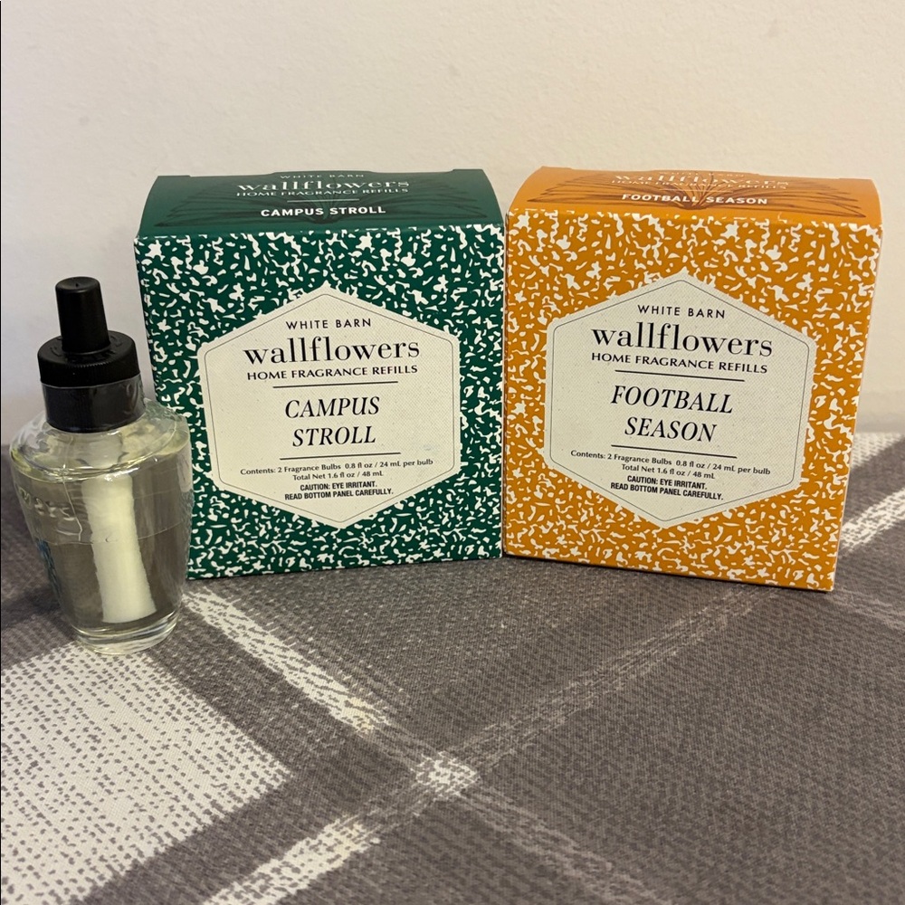 Bath & Body Works Wallflower Refill 2 Packs -Campus Stroll & Football Season NIB